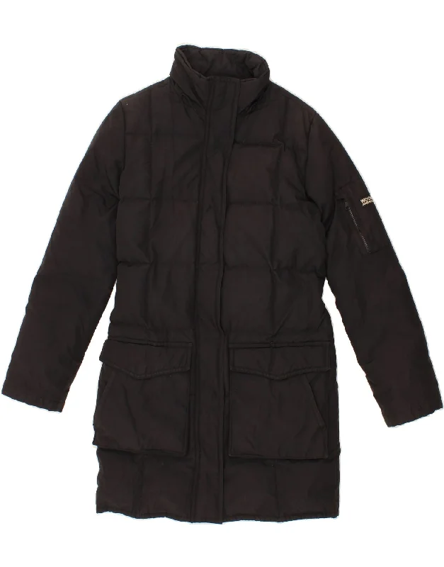 WOOLRICH Womens Loose Fit Padded Coat UK 6 XS Black Polyester Trench Wool Cashmere