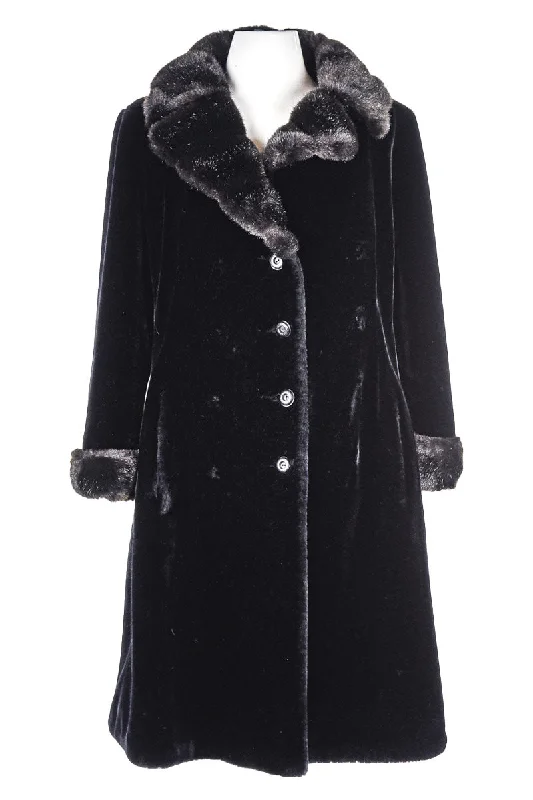 Borgazia Faux Fur Coat Front Pockets Side Pockets Patch Pockets