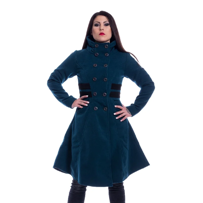 ELIANA COAT - PETROL Embroidered Appliqued Beaded