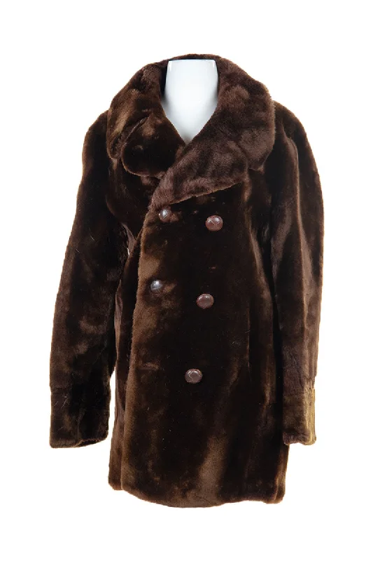 Vintage Faux Fur Coat Vent Hem Cuff