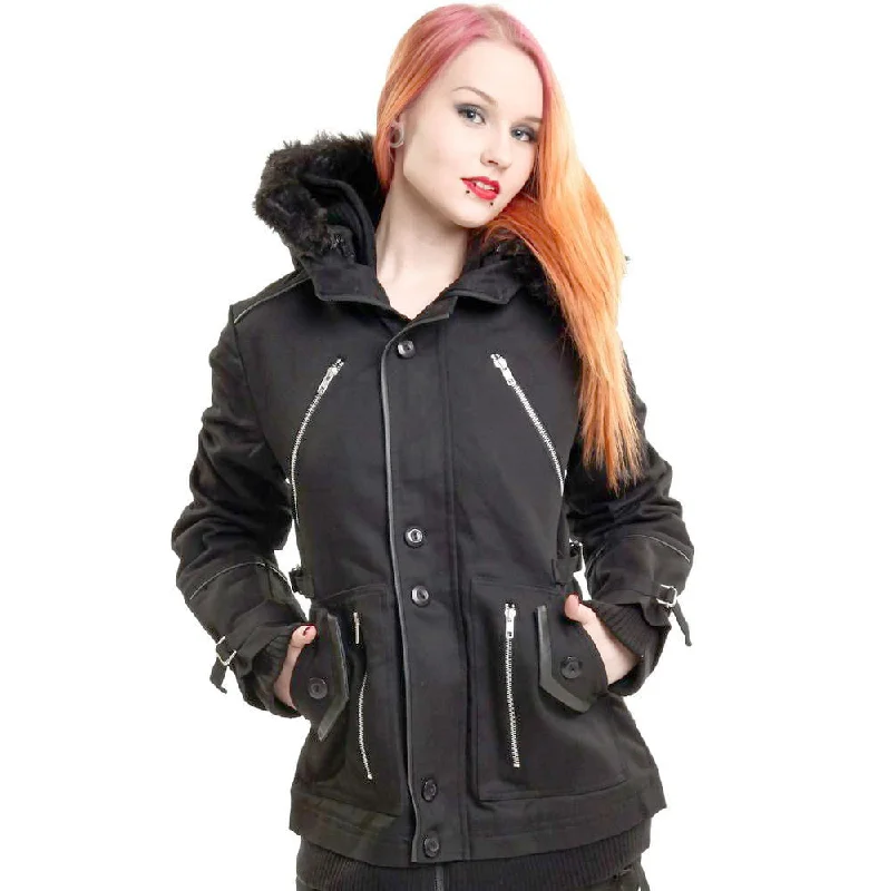 CHASE COAT - BLACK Zip Front Button Front Snap Front