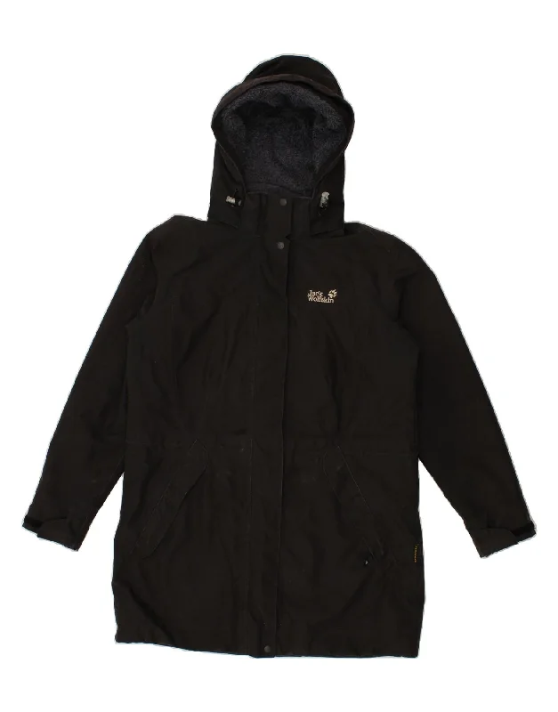 JACK WOLFSKIN Womens Hooded Windbreaker Coat UK 16 Large Black Polyester Hooded Caped Scarf JACK WOLFSKIN Womens Hooded Windbreaker Coat UK 16 Large Black Polyester Hooded Caped Scarf