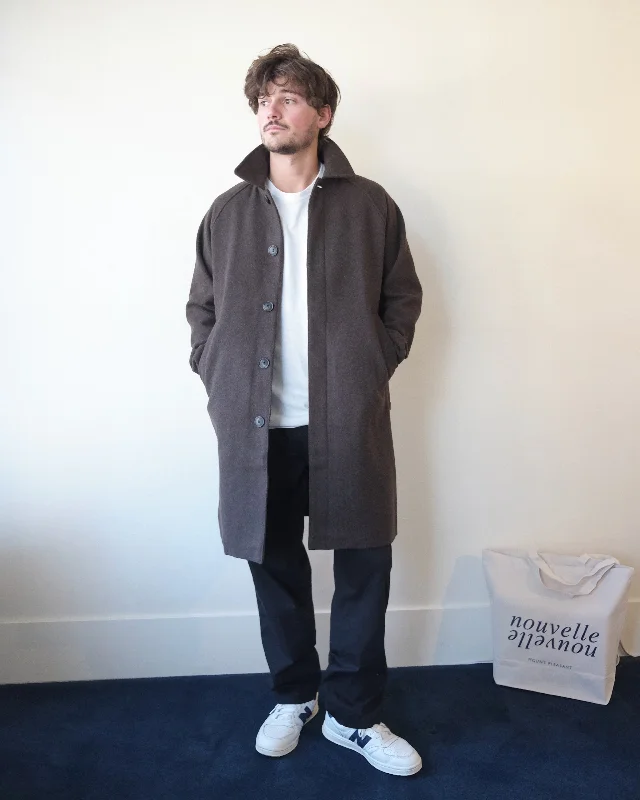 Long Mac Coat, Dark Brown Blazer Duffle Coat Pea Coat