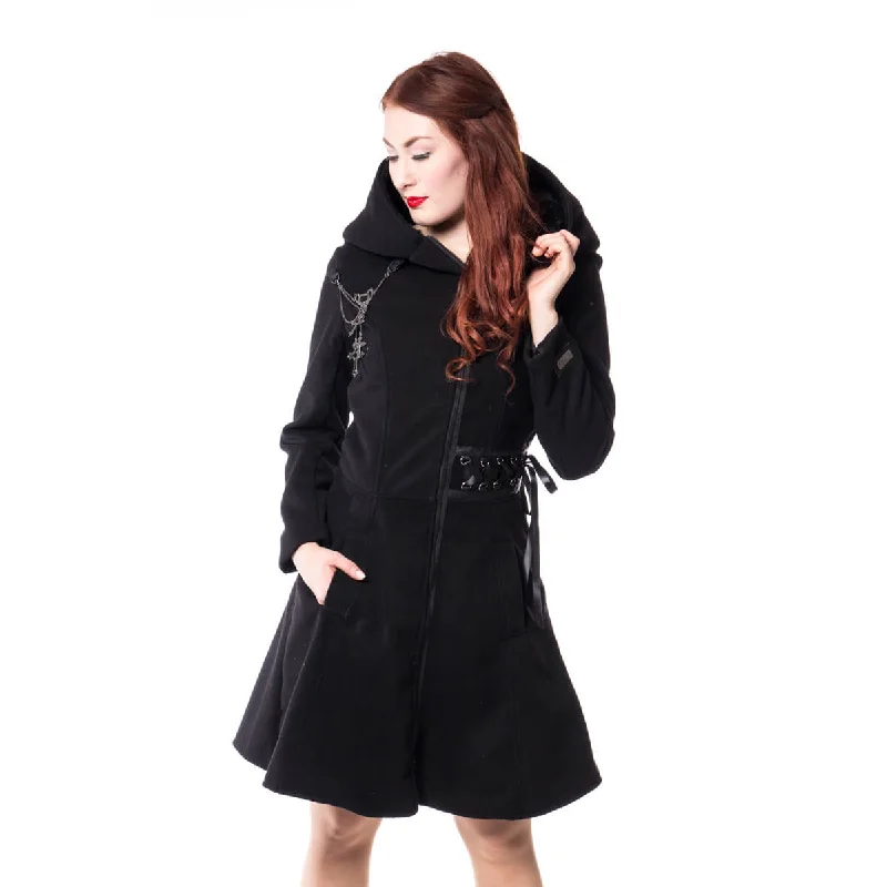 TEARS COAT - BLACK Solid Print Jacquard