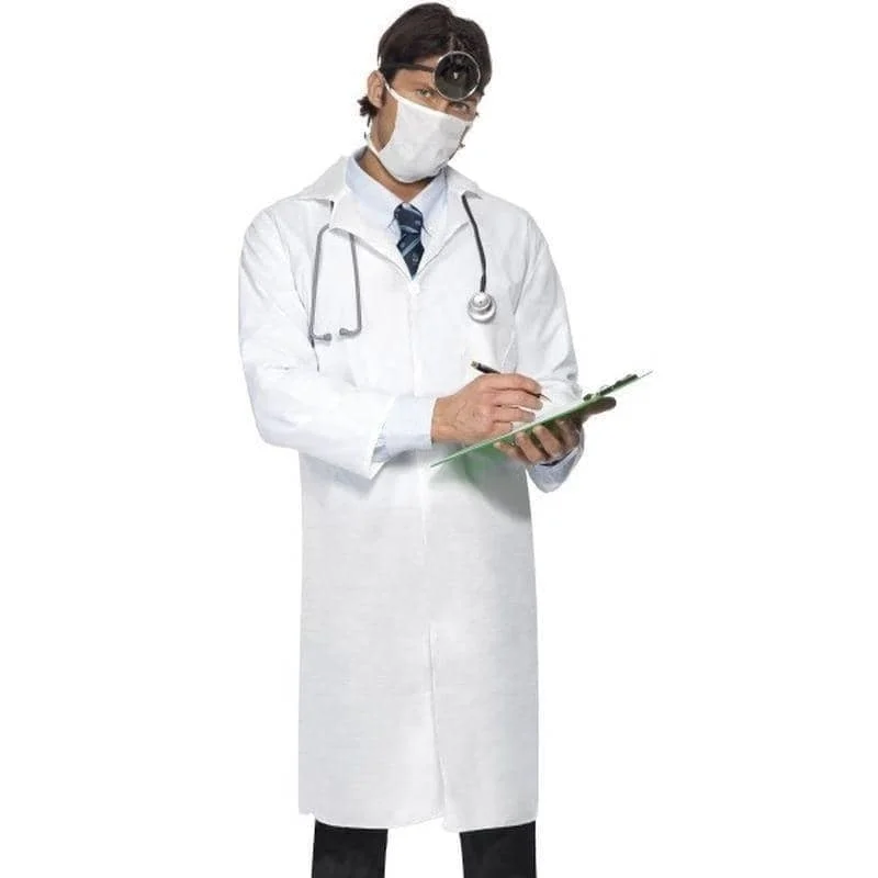 Doctors Costume Adult White Coat Mask Three-Quarter Sleeve Elbow Sleeve Wrist Sleeve