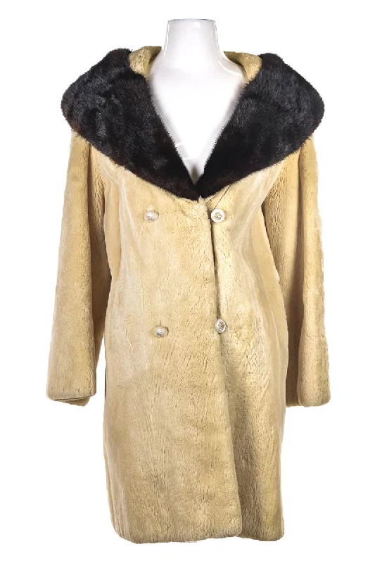 La Belle Fine Mink/Sheered Persian Coat Raincoat Turtleneck Coat Wrap Coat