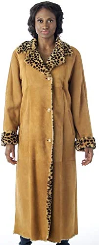 REED Women's Sheepskin Shearling Full-Length Coat - Imported Cardigan Sweater Pullover