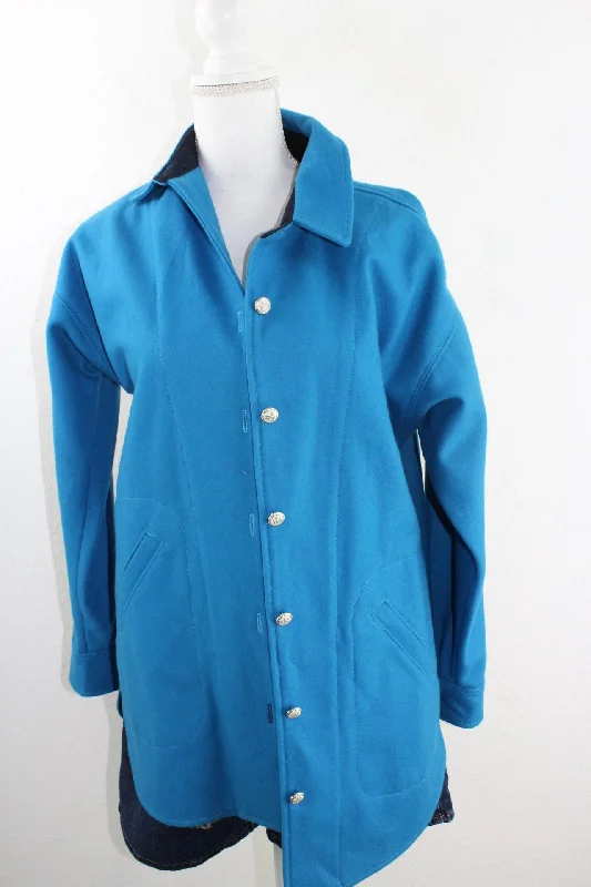 Vintage Blue Coat (S) Fitted Loose Oversized