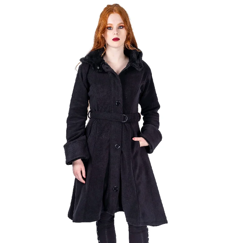 DUSK COAT - BLACK Pleated Ruffled tiered