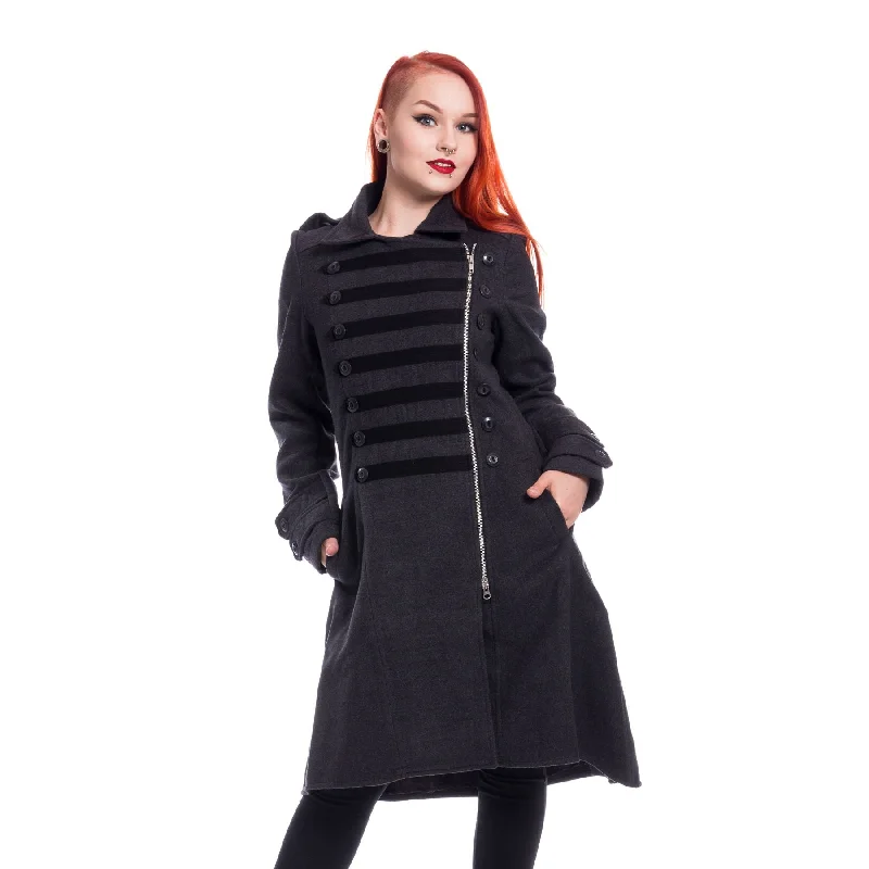 DARK ROMANCE COAT - GREY Buttoned Zippered Snapped