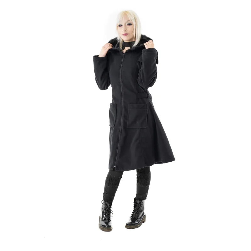 JANIE COAT - BLACK Herringbone Houndstooth Plaid