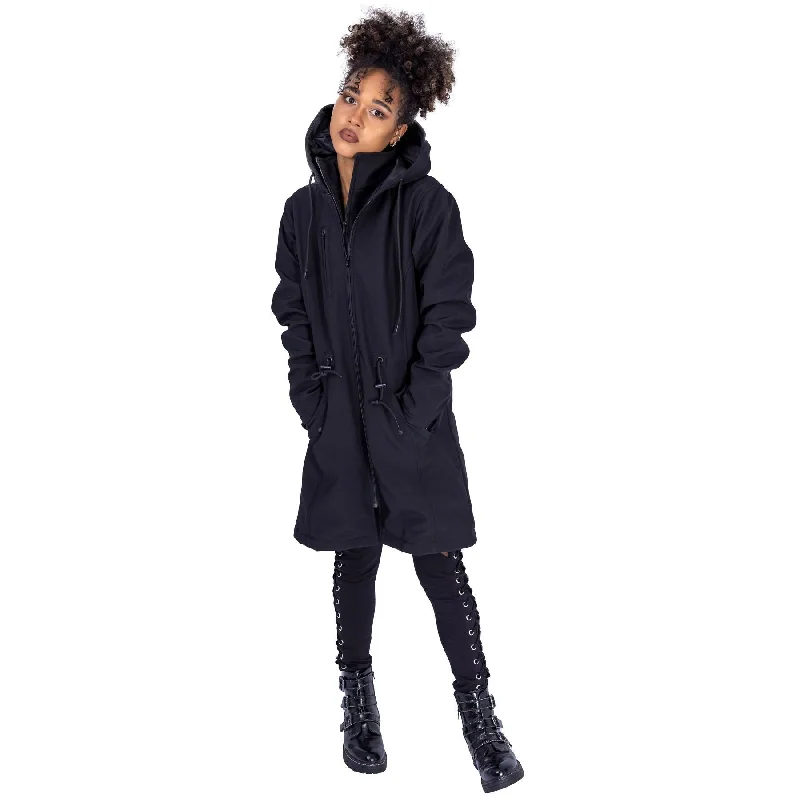 SUNNIVA COAT - BLACK Asymmetrical Diagonal princess