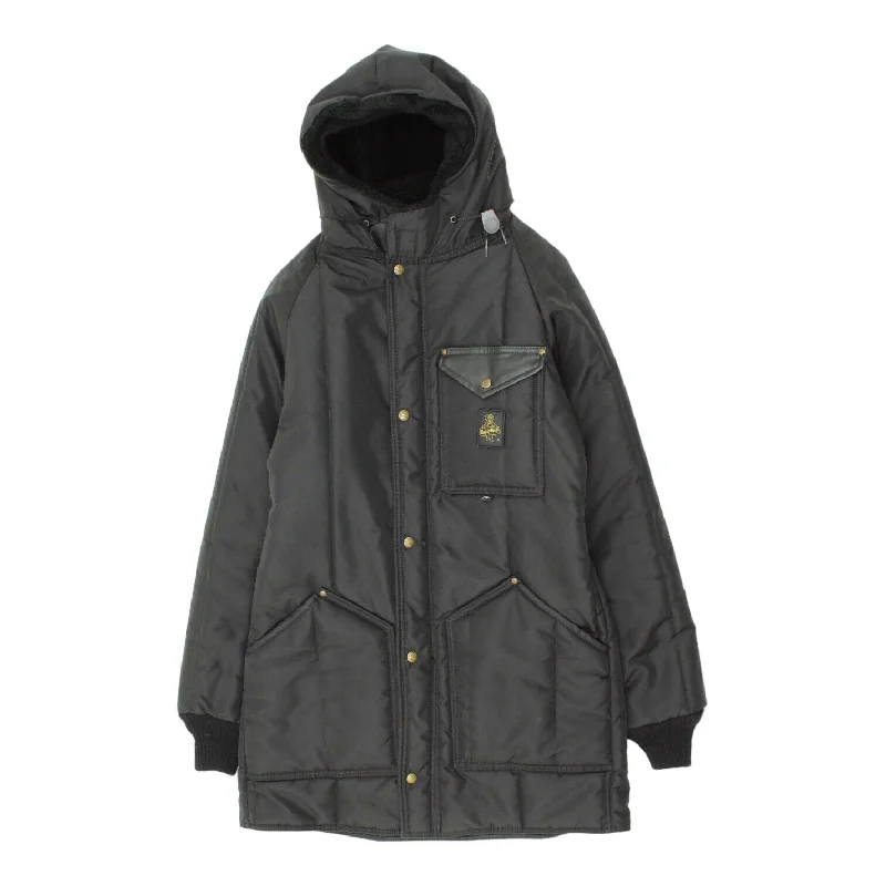 RefrigiWear Womens Black Nylon Quilted Hooded Coat | Vintage Designer High End Kimono Robe Cloak RefrigiWear Womens Black Nylon Quilted Hooded Coat | Vintage Designer High End Kimono Robe Cloak