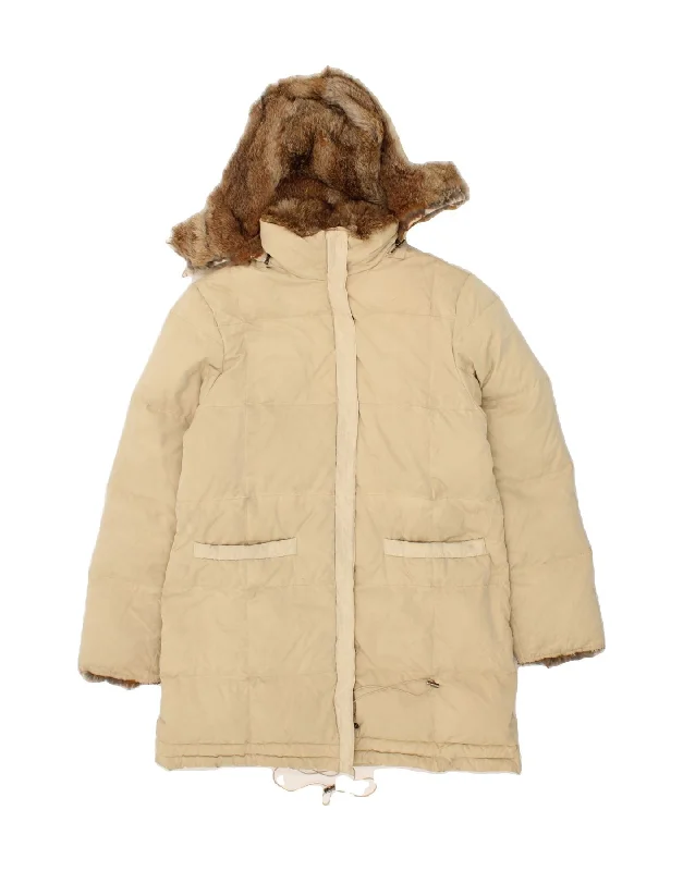 MARINA YACHTING Womens Hooded Padded Coat IT 44 Medium Beige Cotton Bomber Jacket Denim Jacket Leather Jacket MARINA YACHTING Womens Hooded Padded Coat IT 44 Medium Beige Cotton Bomber Jacket Denim Jacket Leather Jacket