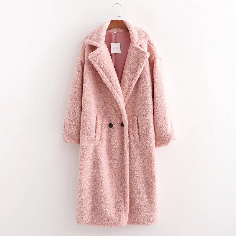 lamb wool coat  plush coat cotton coat for women Square Neck One-Shoulder Off-the-Shoulder