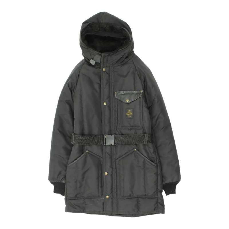 RefrigiWear Womens Black Mid Length Quilted Hooded Coat | Outdoor Designer VTG Cuffed Rolled Raglan RefrigiWear Womens Black Mid Length Quilted Hooded Coat | Outdoor Designer VTG Cuffed Rolled Raglan