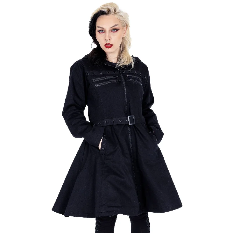 MARION COAT - BLACK Raincoat Turtleneck Coat Wrap Coat