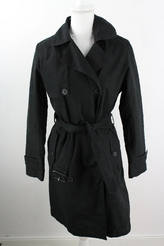 Vintage Black GAP Coat (M) Hook-and-Loop Buckled Tied