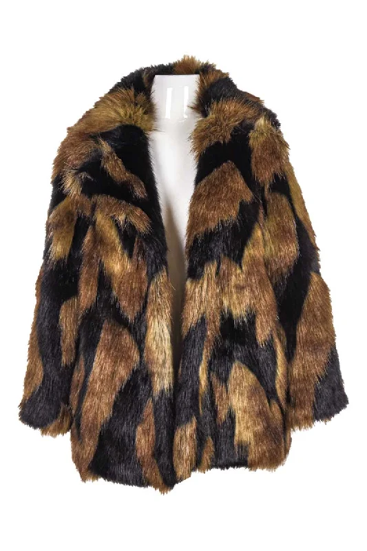 7 For All Mankind Faux Fur Coat Turtleneck Wrap Cape