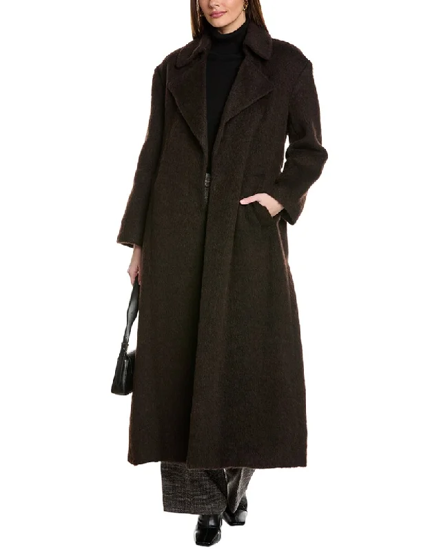 Kenneth Cole Wool-Blend Trench Coat Raincoat Turtleneck Coat Wrap Coat