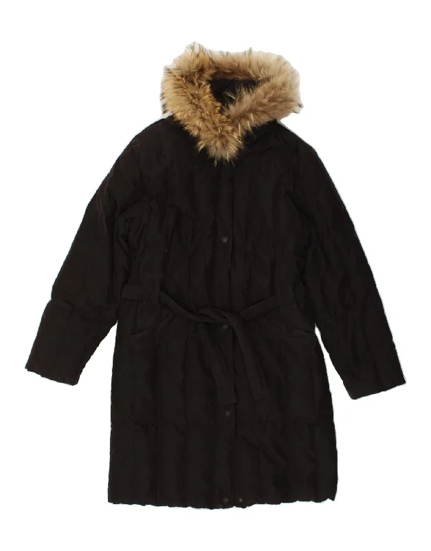 BEST COMPANY Womens Hooded Padded Coat UK 16 Large Black Polyester Knit Woven Fleece BEST COMPANY Womens Hooded Padded Coat UK 16 Large Black Polyester Knit Woven Fleece