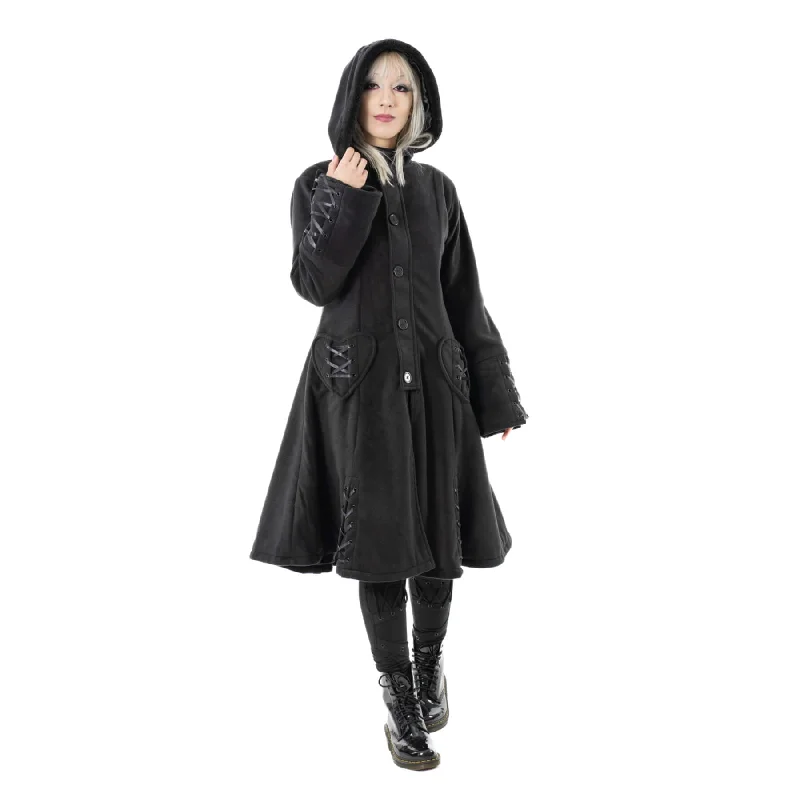 DEFNE COAT - BLACK Sequined Lace Ribbed