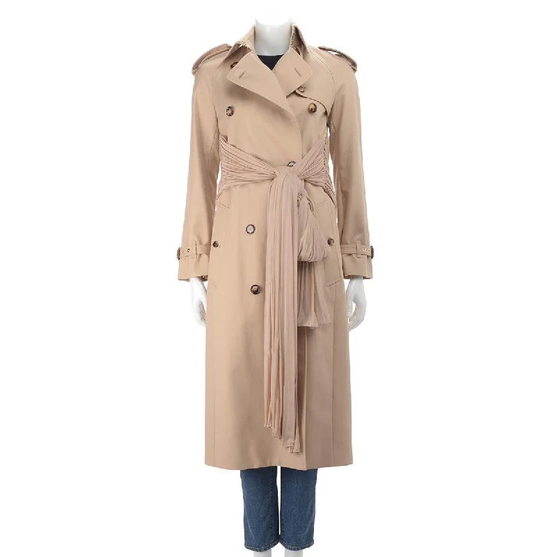 Burberry Honey Trench Coat with Draped Belt UK 4 Asymmetrical Diagonal princess