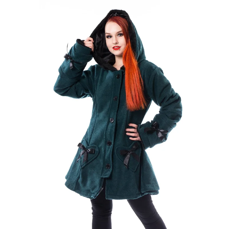 ALISON COAT - GREEN Satin Silk Chiffon