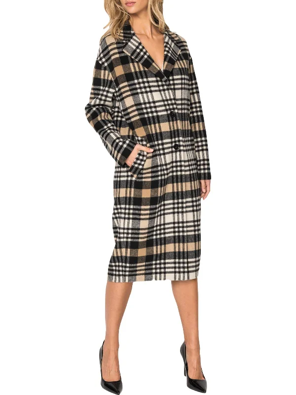 Coppola Womens Cold Weather Midi Wool Coat Vent Hem Cuff