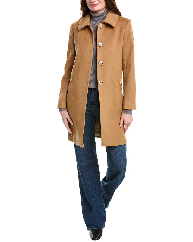 sofiacashmere Modern Luxe Wool & Cashmere-Blend Coat Nylon Polyester Spandex