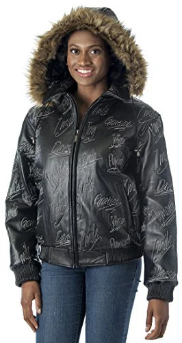 REED Women's Detroit Streets Leather Bomber Coat with Zip Out Hoody - Imported Bomber Denim Leather