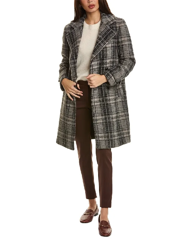 Elie Tahari Double-Breasted Coat Striped Polka Dot Solid