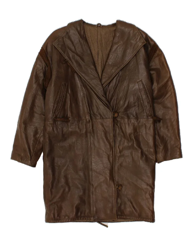 VINTAGE Womens Leather Coat IT 40 Small Brown Leather Cape Coat Herringbone Coat Tweed Coat VINTAGE Womens Leather Coat IT 40 Small Brown Leather Cape Coat Herringbone Coat Tweed Coat