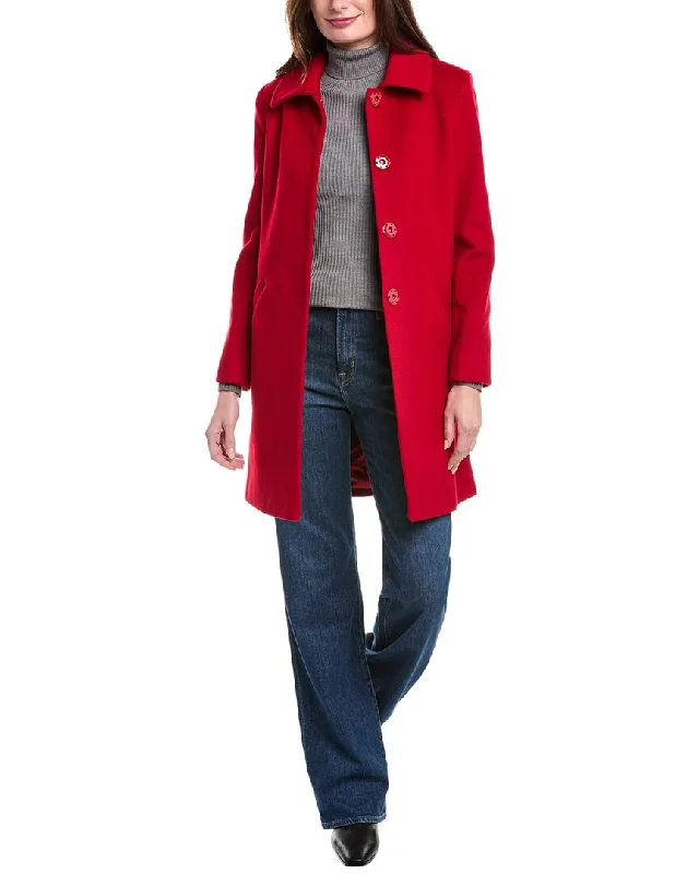 sofiacashmere Modern Luxe Wool & Cashmere-Blend Coat Trim Padded Insulated