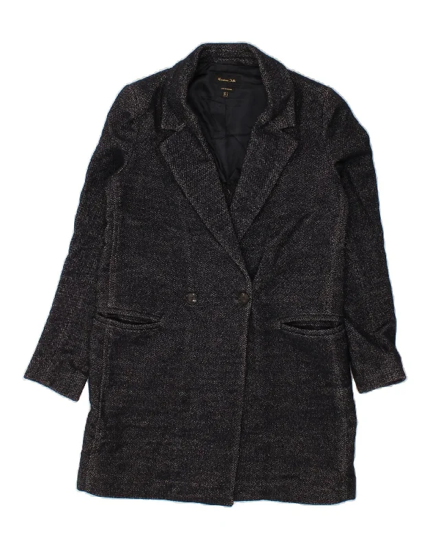 MASSIMO DUTTI Womens Double Breasted Coat EU 36 Small Navy Blue Flecked empire Basque Peplum MASSIMO DUTTI Womens Double Breasted Coat EU 36 Small Navy Blue Flecked empire Basque Peplum