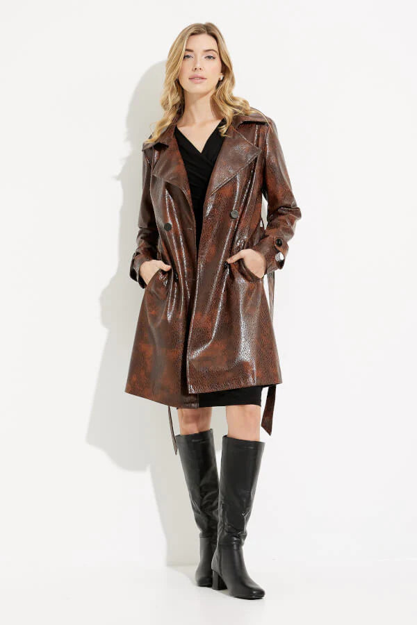 Women's Joseph Ribkoff | Faux Leather Coat | Brown Faux Fur Real Fur Shearling