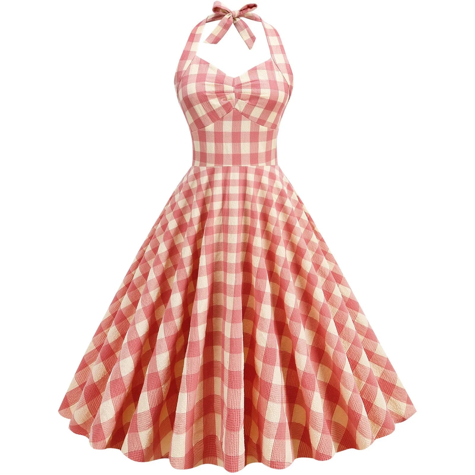FashionSierra - High Waisted Plaid Cocktail Backless Sexy Vintage Strapless Retro Dress FashionSierra - High Waisted Plaid Cocktail Backless Sexy Vintage Strapless Retro Dress