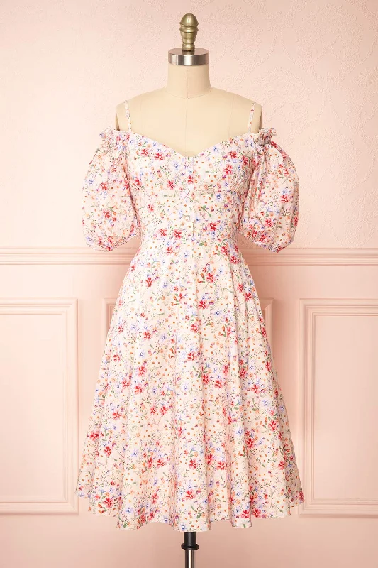 Lahja | Short Floral Dress w/ Corset Back