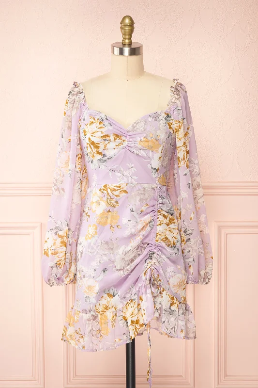 Laurene | Short Floral Dress w/ Sweetheart Neckline