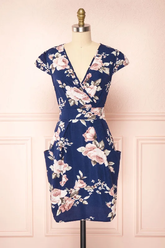 Leeda | Floral Short Sleeve Cocktail Dress