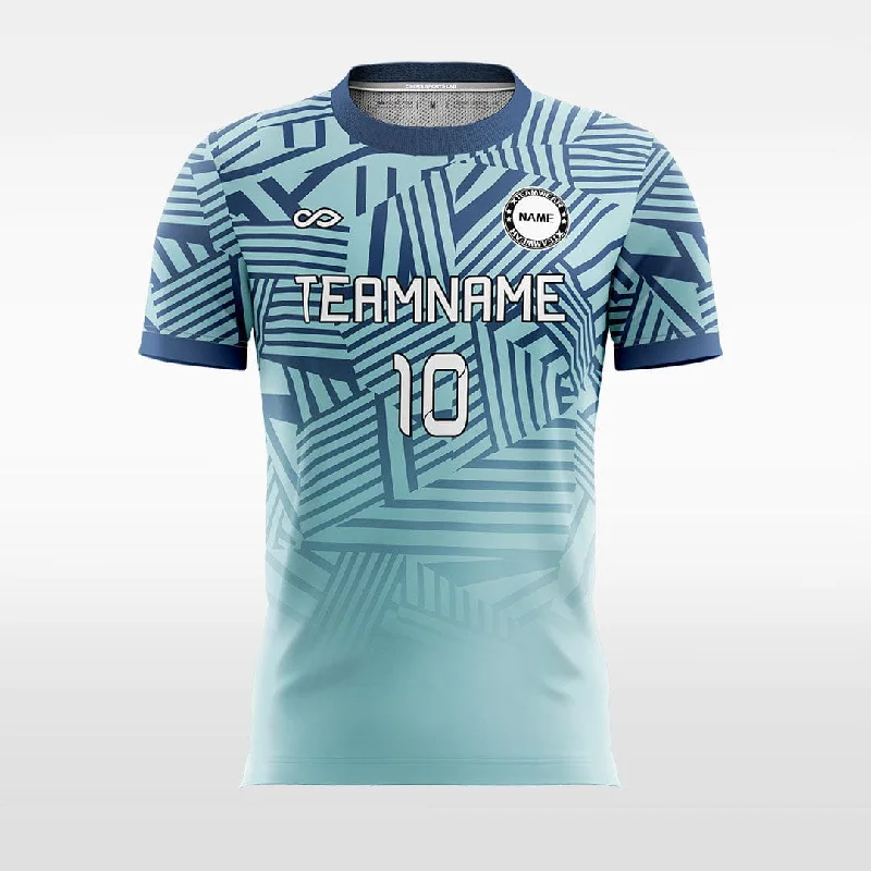 3D Geometry - Women Custom Soccer Jerseys Design Cyan High Neck Jersey Shirt