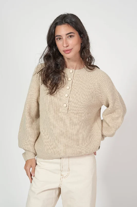 Jersey de punto botonadura delantera Geometric Jersey Top