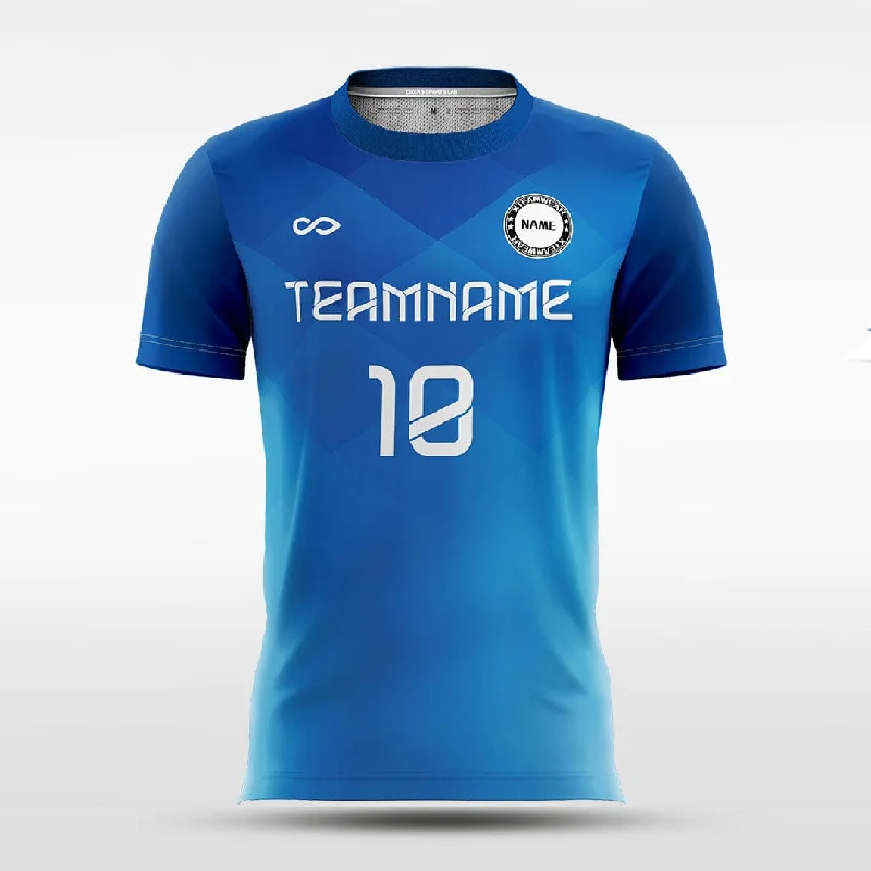 Blue Plaid - Women Custom Soccer Jerseys Design Gradient Polo Neck Jersey Top