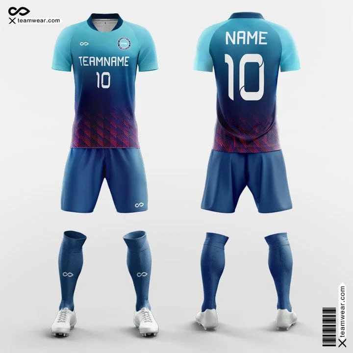 Gradient Blue - Custom Soccer Jerseys Kit Sublimated for Women Warm Jersey Shirt