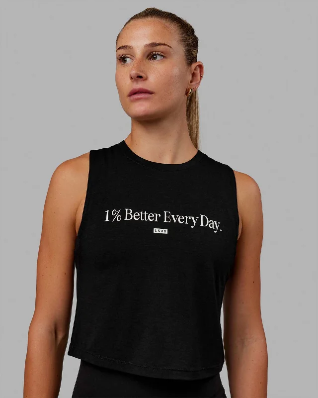 1% Better Training Tank - Black-White ribbed tank top