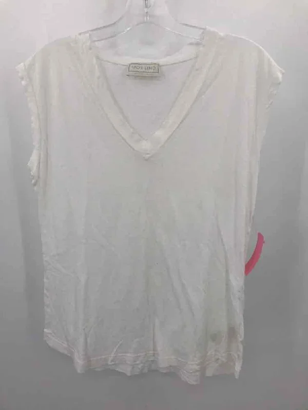 Pre-Owned 120% Lino White Size Medium T-shirt Anti-Pilling Machine Wash Handmade