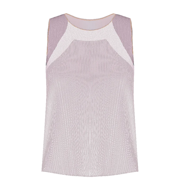 196048-510 | SCULPT PLEATED TANK | PLUM crew neck tank