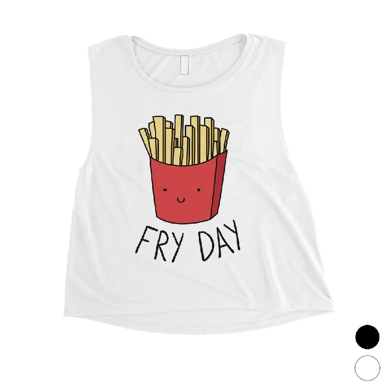 365 Printing Fry Day Womens Cute Workout Tank Top French Fries Crop Tank Top cropped tank top