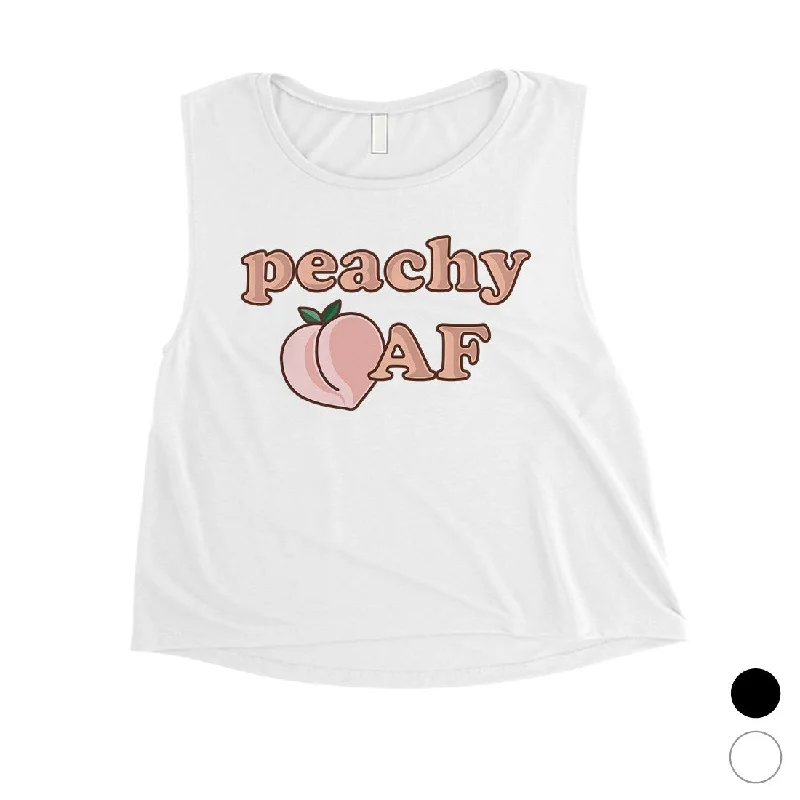 365 Printing Peachy AF Womens Funny Graphic Workout Tank Top Crop Tank Top Gift ribbed tank top