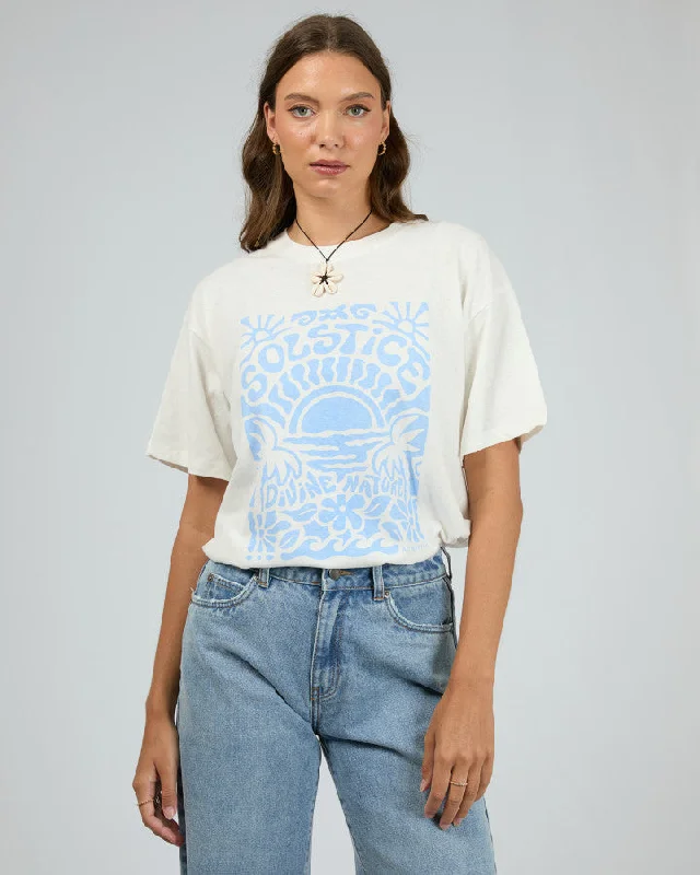 ALL ABOUT EVE Summer Solstice Womens Tee - Vintage White Print Jacquard Patchwork